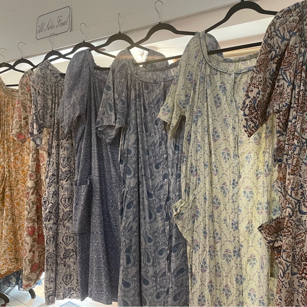 100% cotton midi dress. Coming soon. Bespoke blockprints. Magnolia Pearl fit.